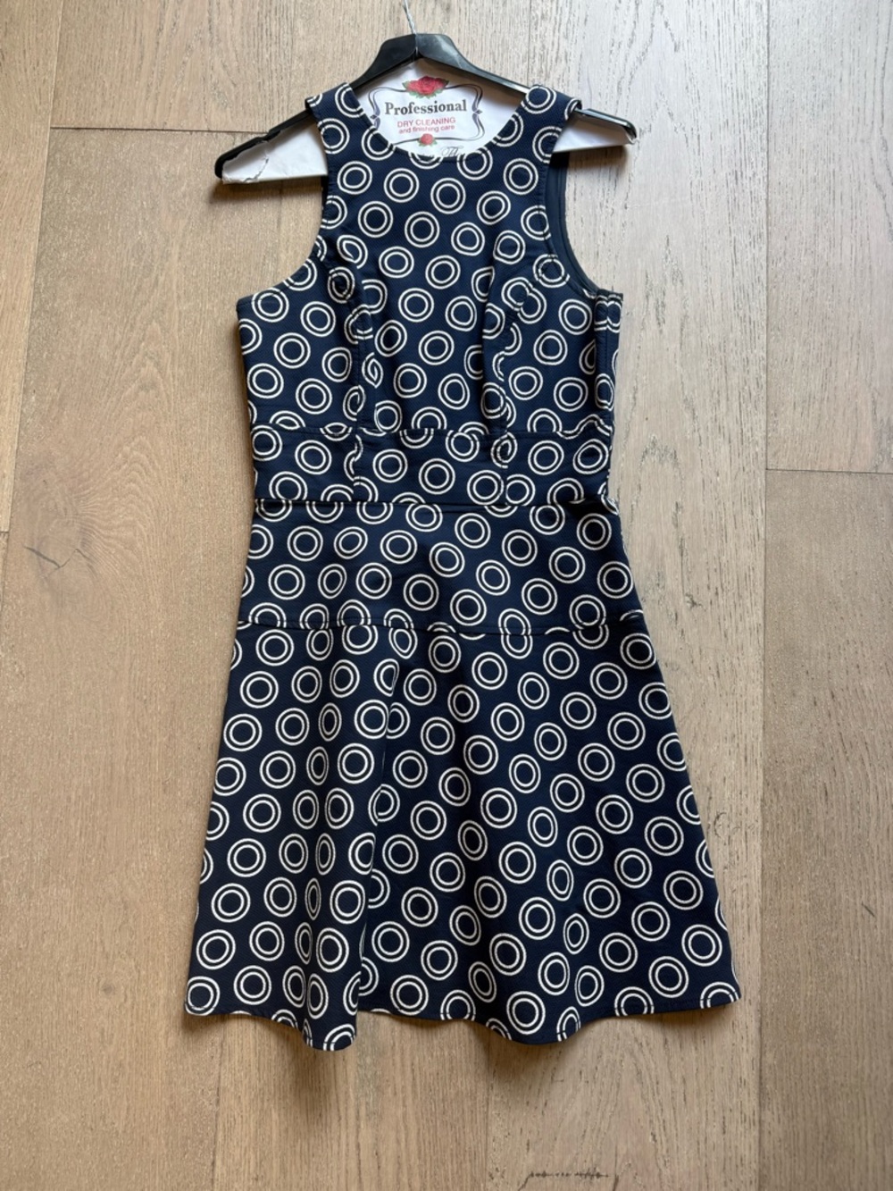 Cynthia Steffe Navy and White Circle-Print Sleeveless Mini Dress